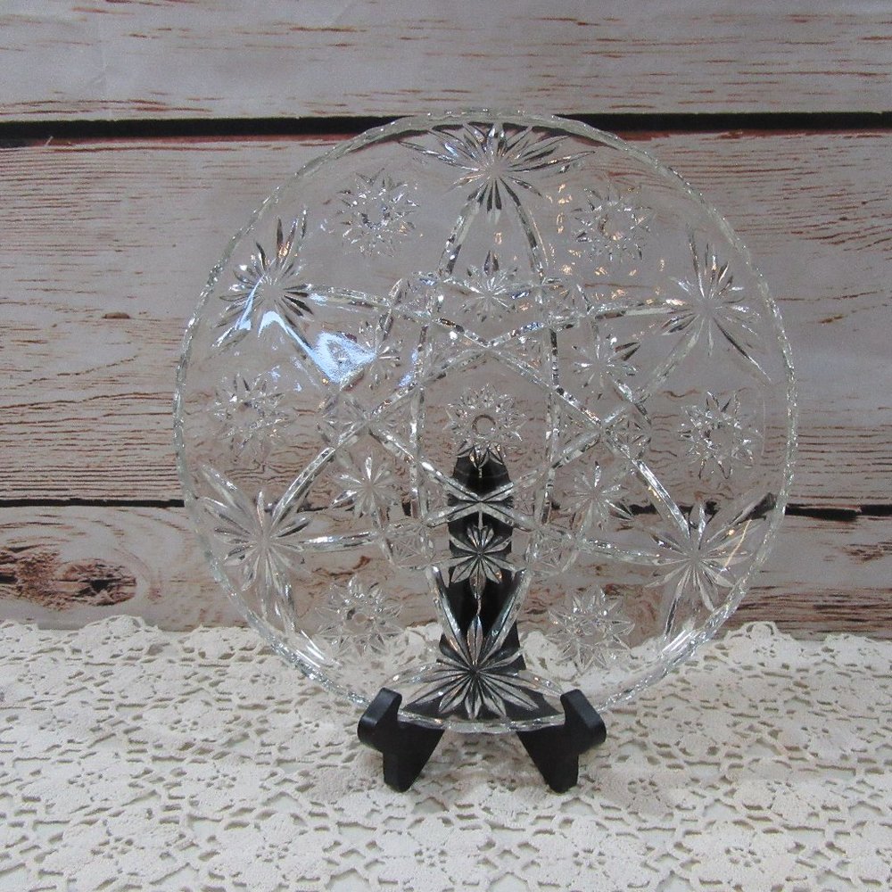 Anchor Hocking Star of David 11" Prescut Round Sandwich Plate Round Glass EAPC